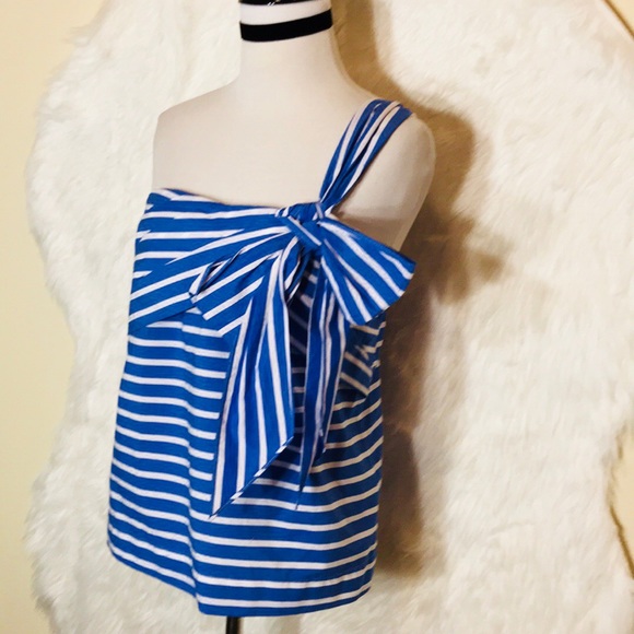 J.Crew Blue Stripe Bow Top - Picture 3 of 6
